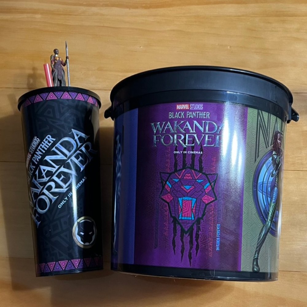 Wakanda Forever Cup and Popcorn Bucket
